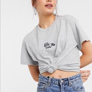 New Love Club Embroidered Racoon Oversized Tee